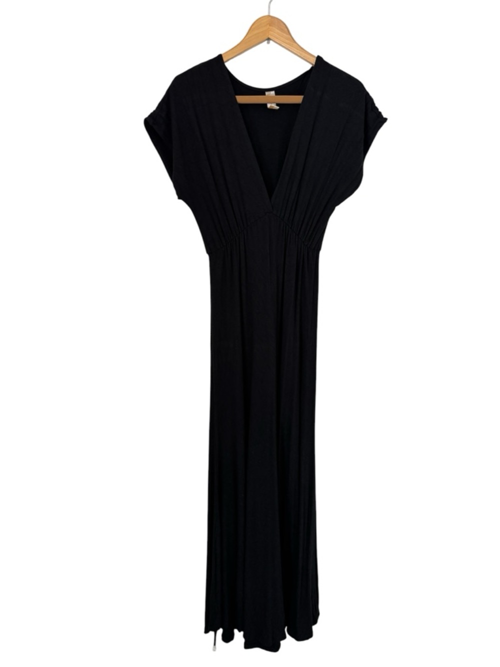 Frenzii Deep V-Neck Maxi Dress Black Wedding Prom Whimsigoth